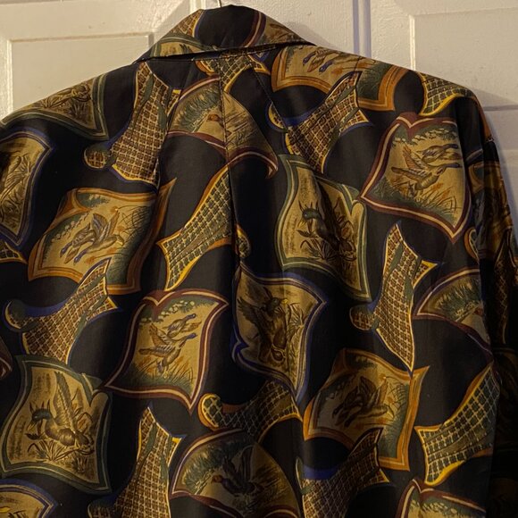 Vintage British Isles Sz 4 (S) Womens Shirt Button Up Duck Print Long Sleeve - Picture 5 of 12